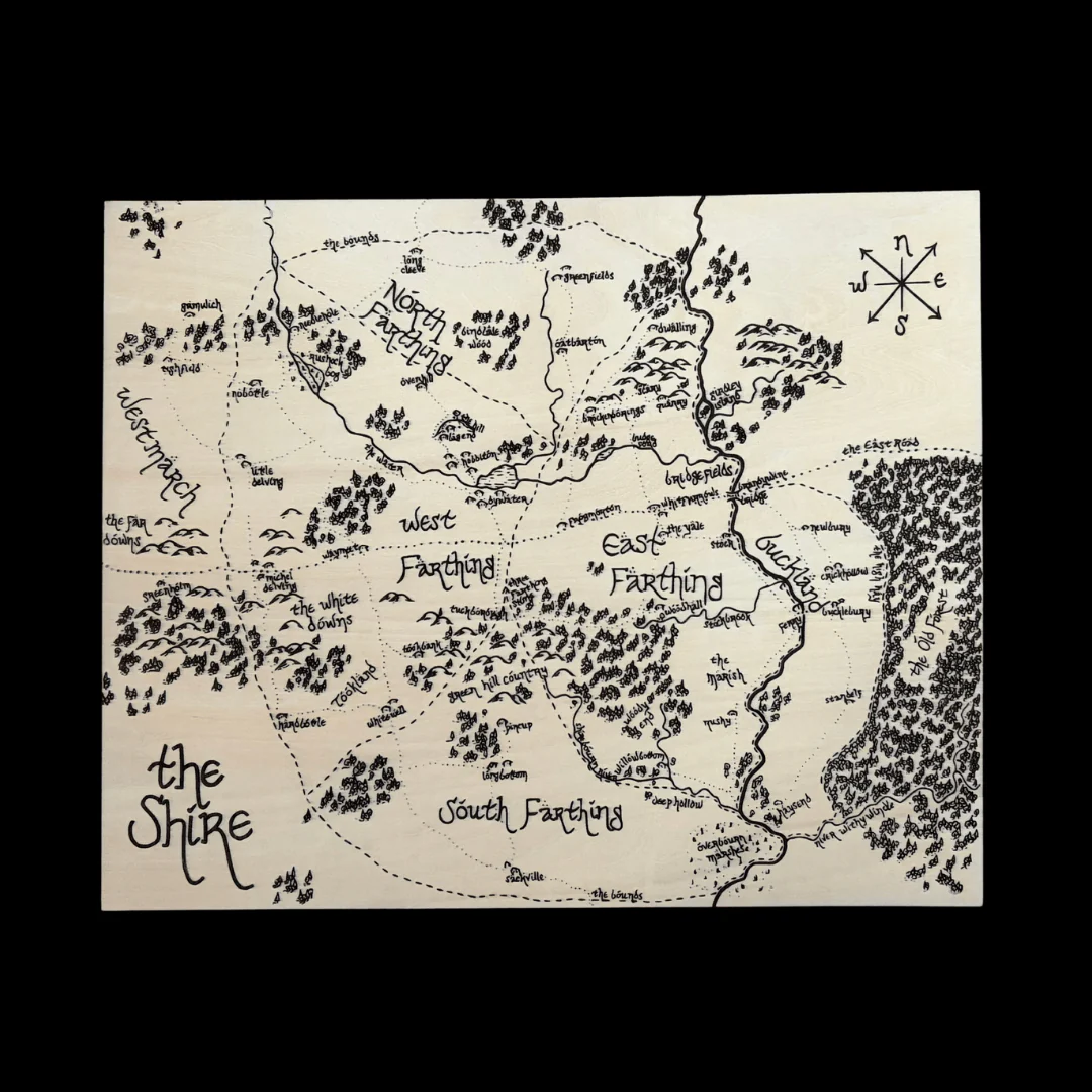 Carte de la Comté gravée sur bois de Tilleul